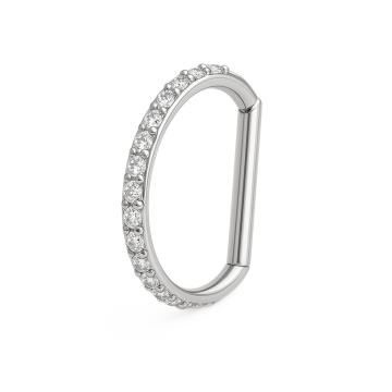 Piercing Titânio Argola Meia Lua com Zircônias