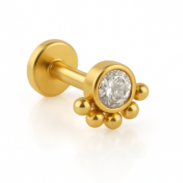 Piercing Titânio Labret Zircônia Meia Flor