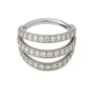 Piercing Titânio Argola 3 Fileiras c/ Zircônias
