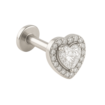 Piercing Titânio Labret Coração Cravejado