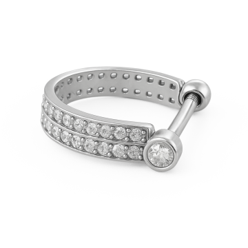 Piercing Aço Cirúrgico Argola Carrê 3 Fileiras c/ Zircônias