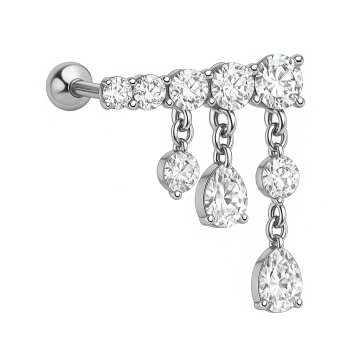 Piercing Titânio Labret 5 Zircônia Com Pingente 