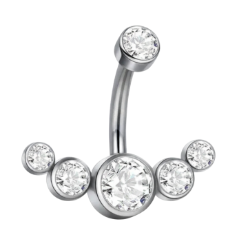 PIERCING DE TITÂNIO MODELO BANANA BELL 5 ZIRCÔNIAS