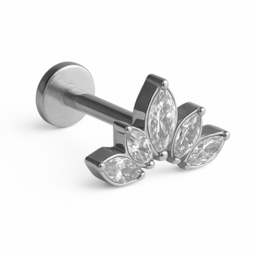 Piercing Labret Titânio 5 Navetes Zircônias