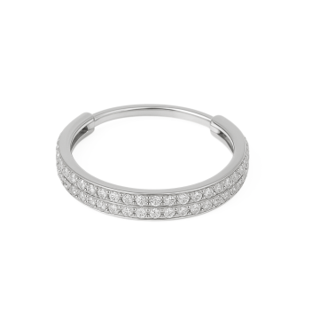 Piercing Titânio Argola Duas Fileiras com Zircônias