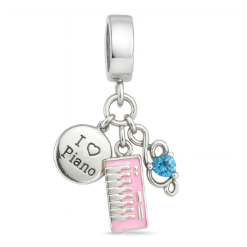 BERLOQUE DE PRATA 925 MODELO I LOVE PIANO ROSA 