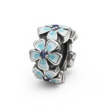 BERLOQUE DE PRATA 925 MODELO FLORES AZUIS