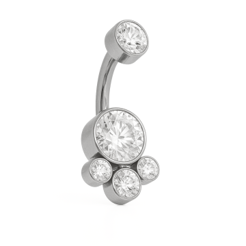 Piercing Titânio Banana Bell Meia Flor com Zircônias