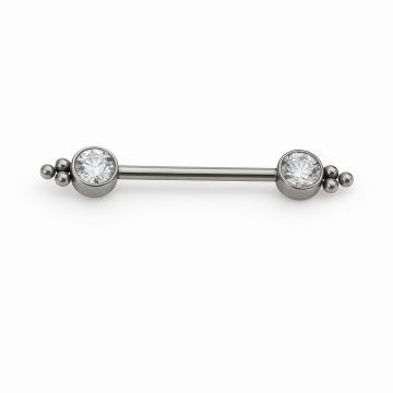 Piercing Titânio Barbell Zircônias e Cachos