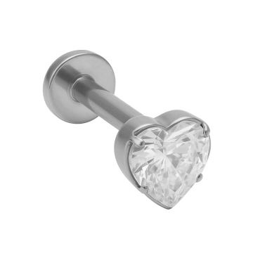 Piercing Titânio Labret Coração C/ Zircônias