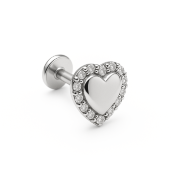 Piercing Titânio Labret Coração Bordado