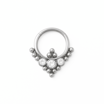 Piercing Aço Cirúrgico Argola Triângulo c/ Zircônias