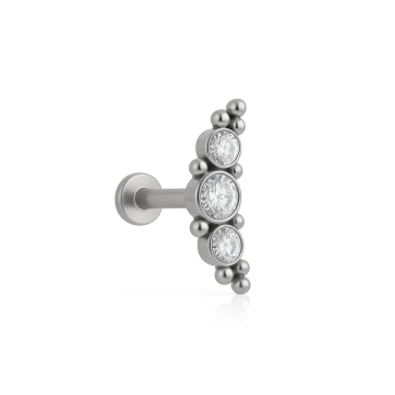 Piercing Titânio Cluster 3 Zircônias