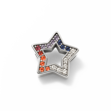BERLOQUE DE PRATA 925 MODELO ESTRELA CRAVEJADA CORES 