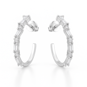 BRINCO DE PRATA 925 MODELO ARGOLA OVAL COM PEDRAS