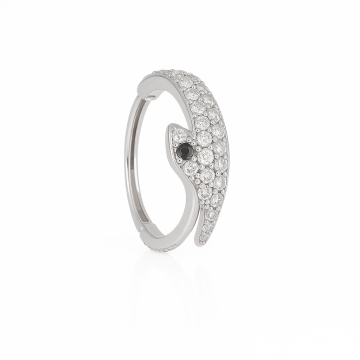 Piercing Aço Cirúrgico Argola Serpente Cravejada 