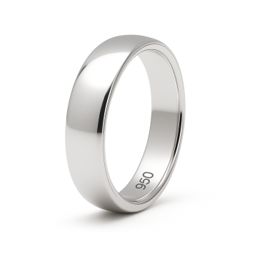 ALIANÇA DE PRATA 950 MODELO ABAULADA LISA 