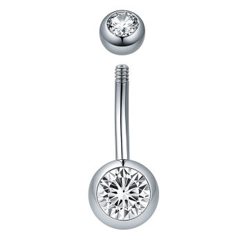 Piercing Titânio Banana Bell com Zircônias