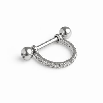 Piercing Titânio Argola Carrê 1 Fileira Cravejado