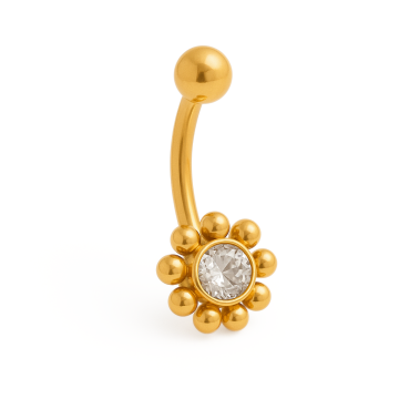 Piercing Micro Banana de Titânio Dourado Margarida