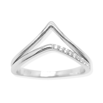 ANEL DE PRATA 925 MODELO V CRAVEJADO 