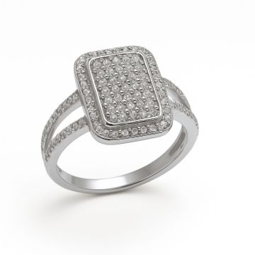 ANEL DE PRATA 925 MODELO QUADRADO COM ZIRCÔNIAS