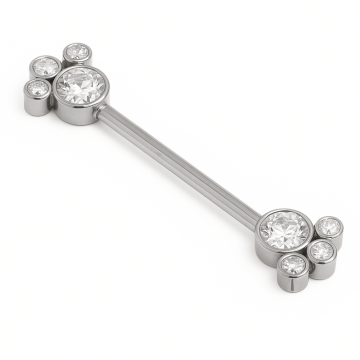 Piercing Aço Barbell 8 Zircônias