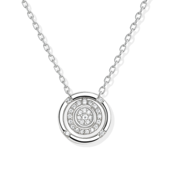 COLAR DE PRATA 925 MODELO TRÊS CÍRCULOS CRAVEJADOS 