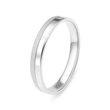 ALIANÇA DE PRATA 950 MODELO RETA E FRISO DIAMANTADA 