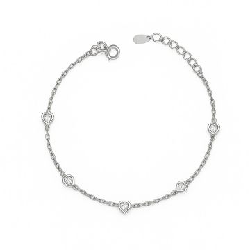 PULSEIRA DE PRATA 925 MODELO PONTOS DE LUZ CORAÇÃO