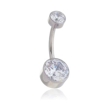 Piercing Titânio Banana Bell Flat com Zircônias